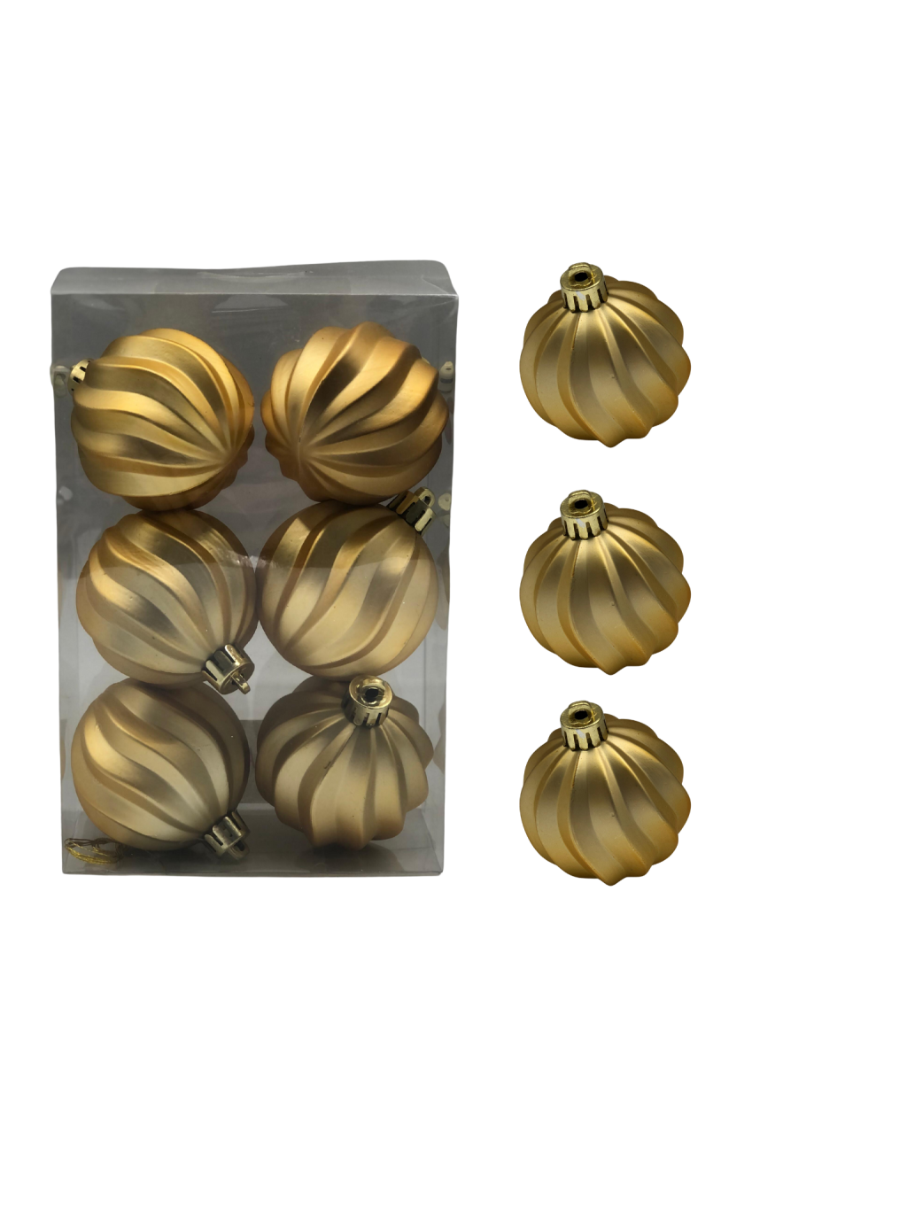 BOLA DECORADA NATAL C/6 UND PVC 6CM DOURADO