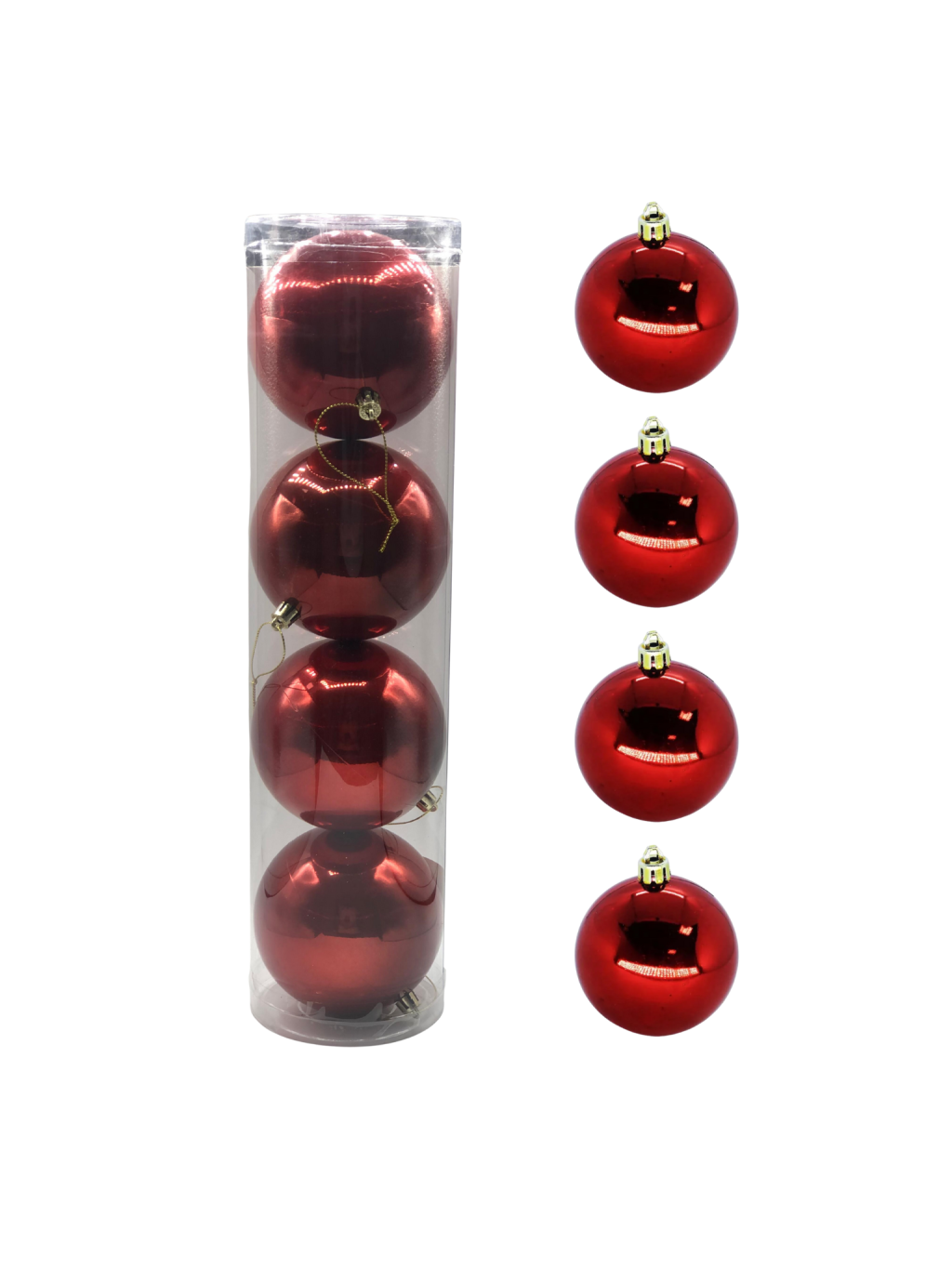 BOLA PEROLADA TUBO C/4 UND 10CM VERMELHO