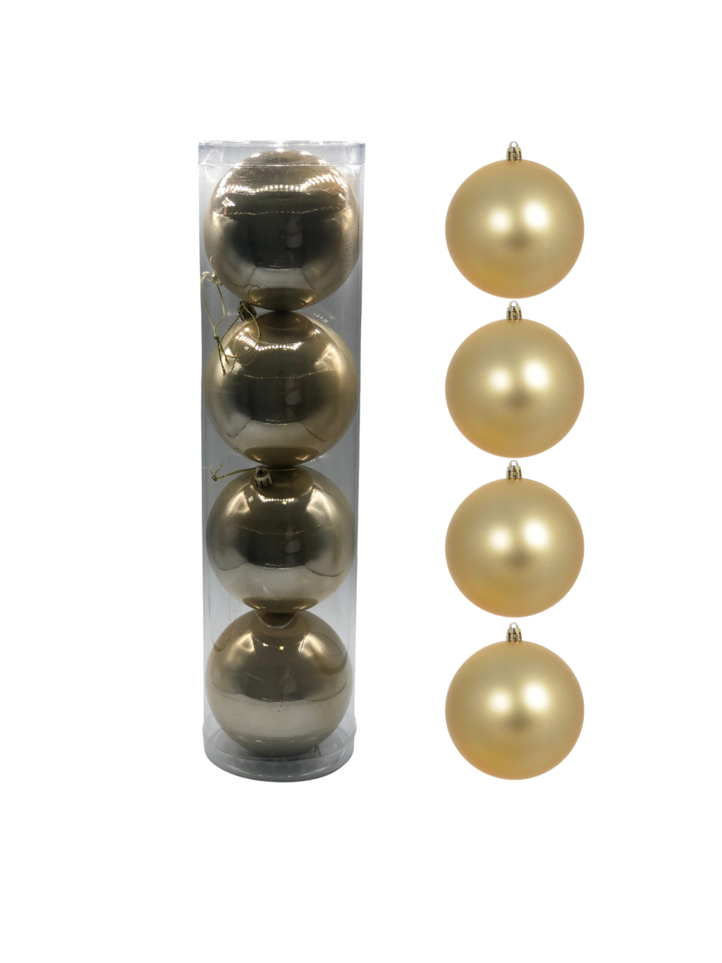 BOLA PEROLADA TUBO C/4 UND 10CM DOURADO