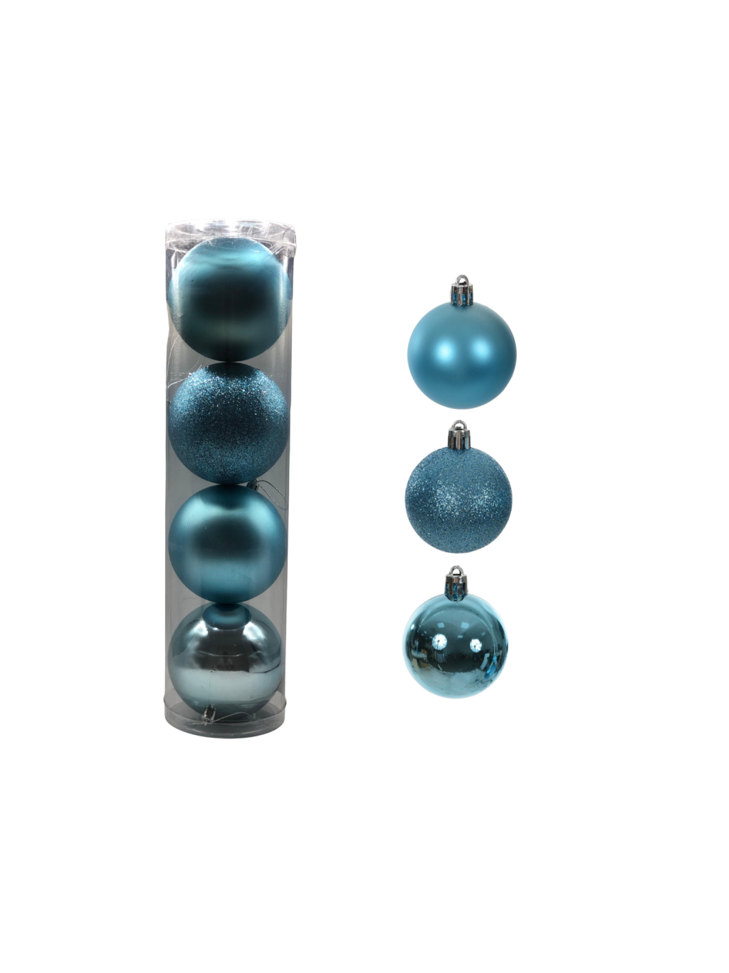 BOLA MISTO TUBO C/4 UND 10CM AZUL CLARO