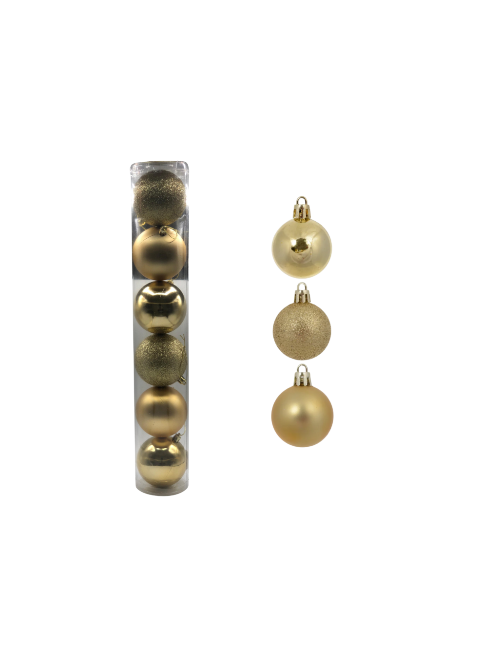 BOLA MISTO TUBO C/6 UND 8CM DOURADO