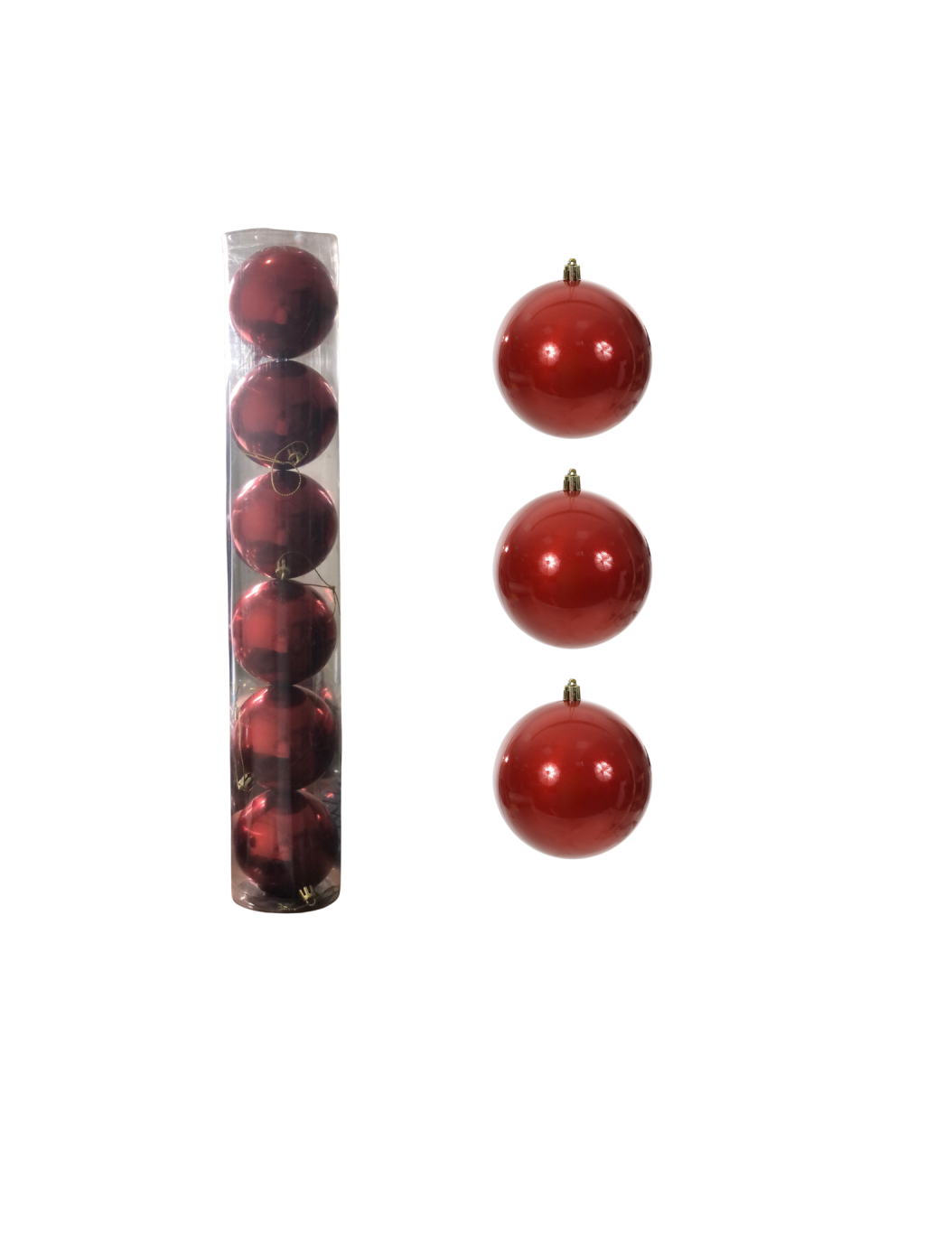 BOLA PEROLADA TUBO C/6 UND 8CM VERMELHO