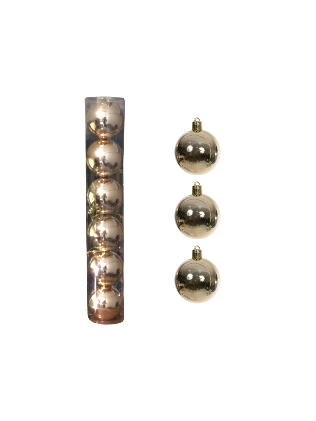 BOLA METALICA TUBO C/6 UND 8CM CHAMPANHE 