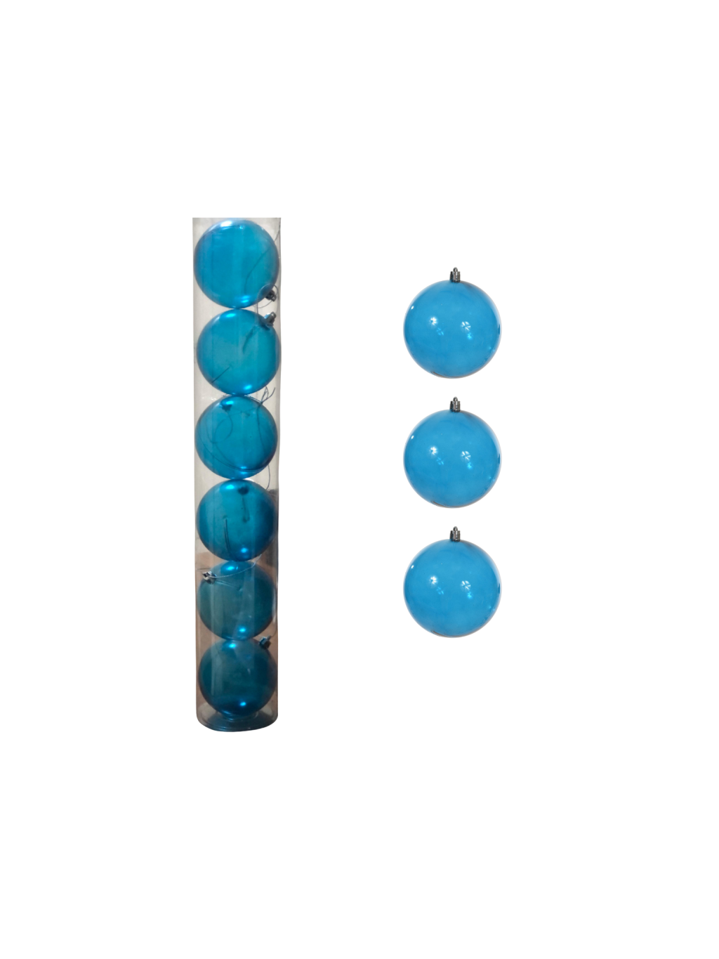 BOLA TRANSPARENTE TUBO C/6 UND 8CM AZUL ESCURO