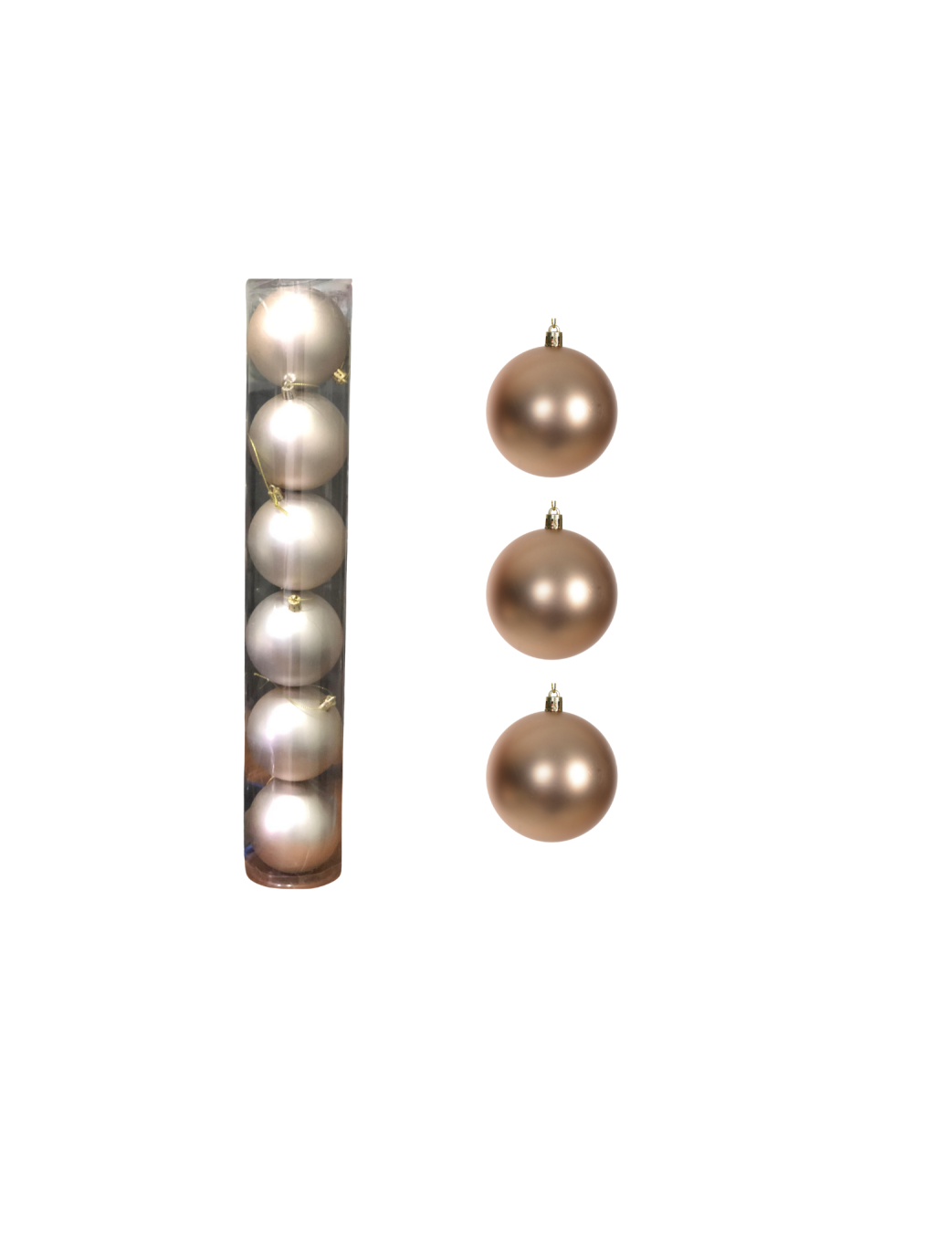 BOLA FOSCA TUBO C/6 UND 8CM CHAMPANHE