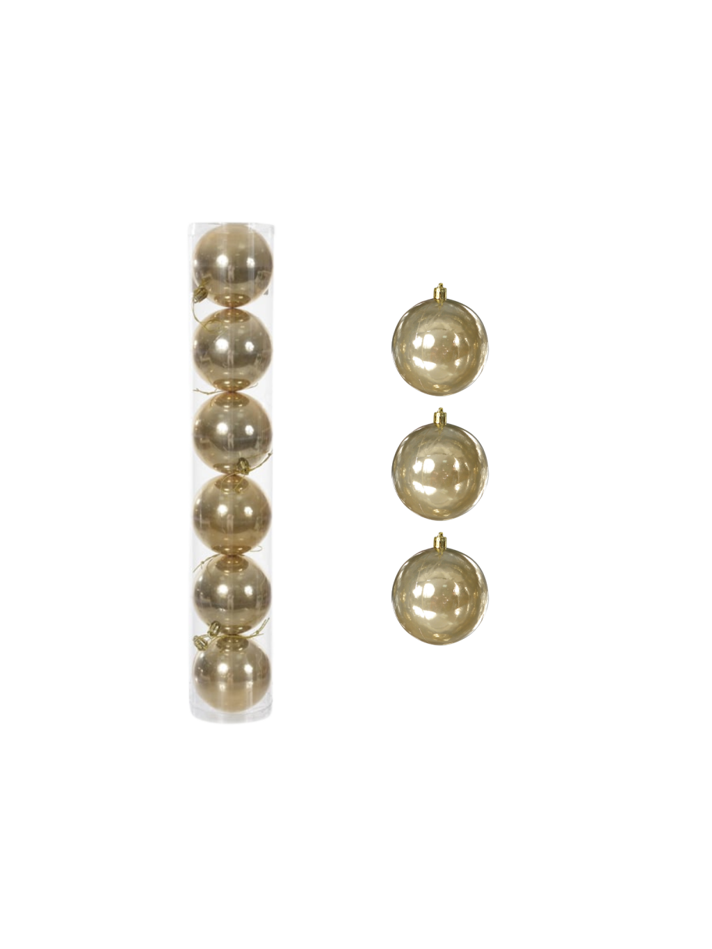 BOLA PEROLADA TUBO C/6 UND 8CM DOURADO