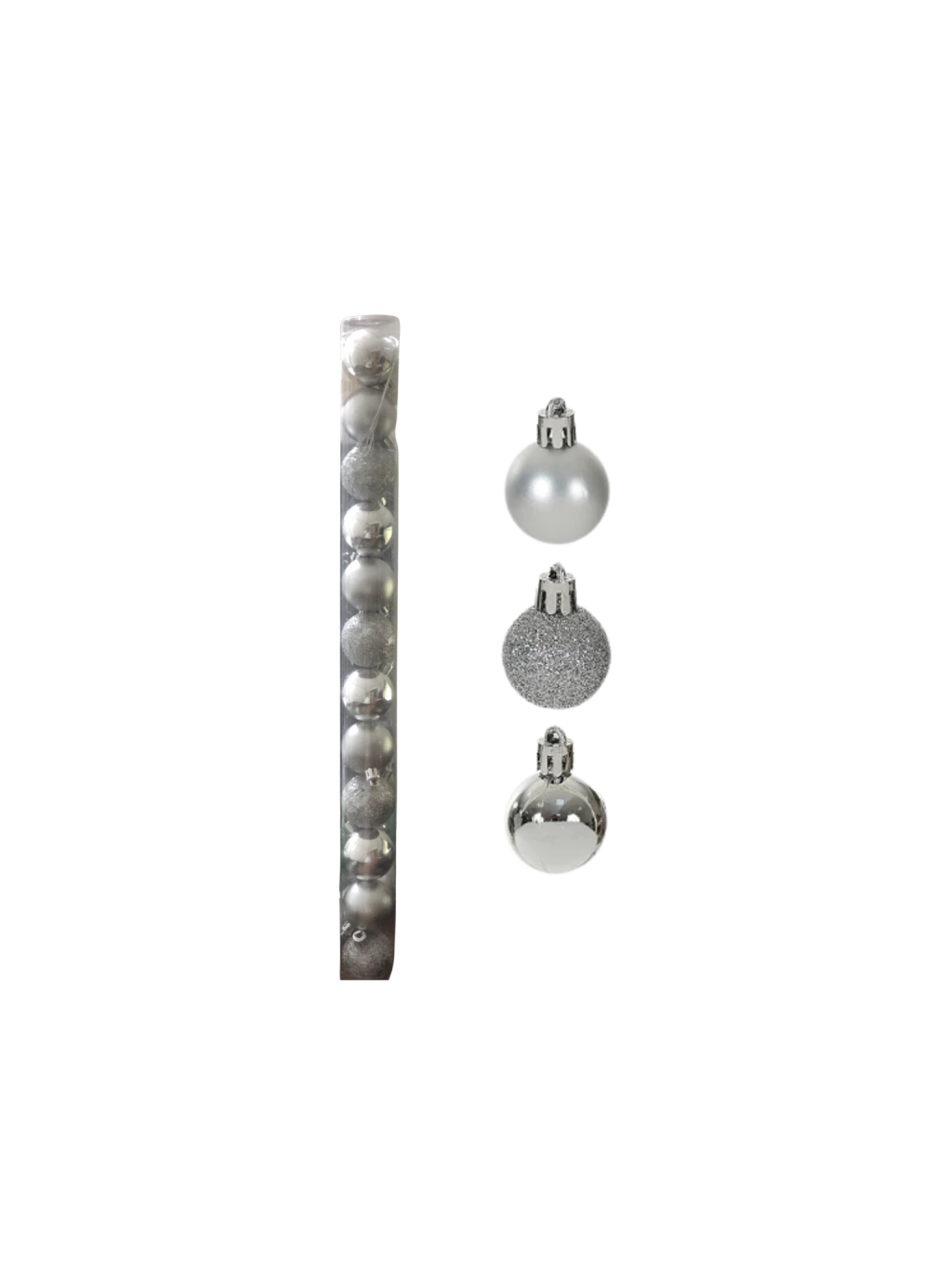 BOLA NATAL EM TUBO MISTA C/12 UND 4CM PRATA