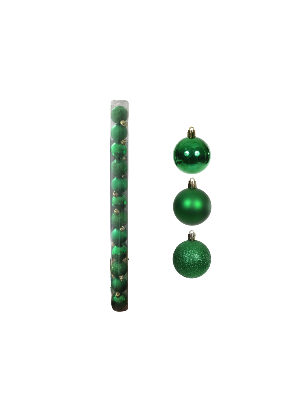BOLA NATAL EM TUBO MISTA C/12 UND 4CM VERDE