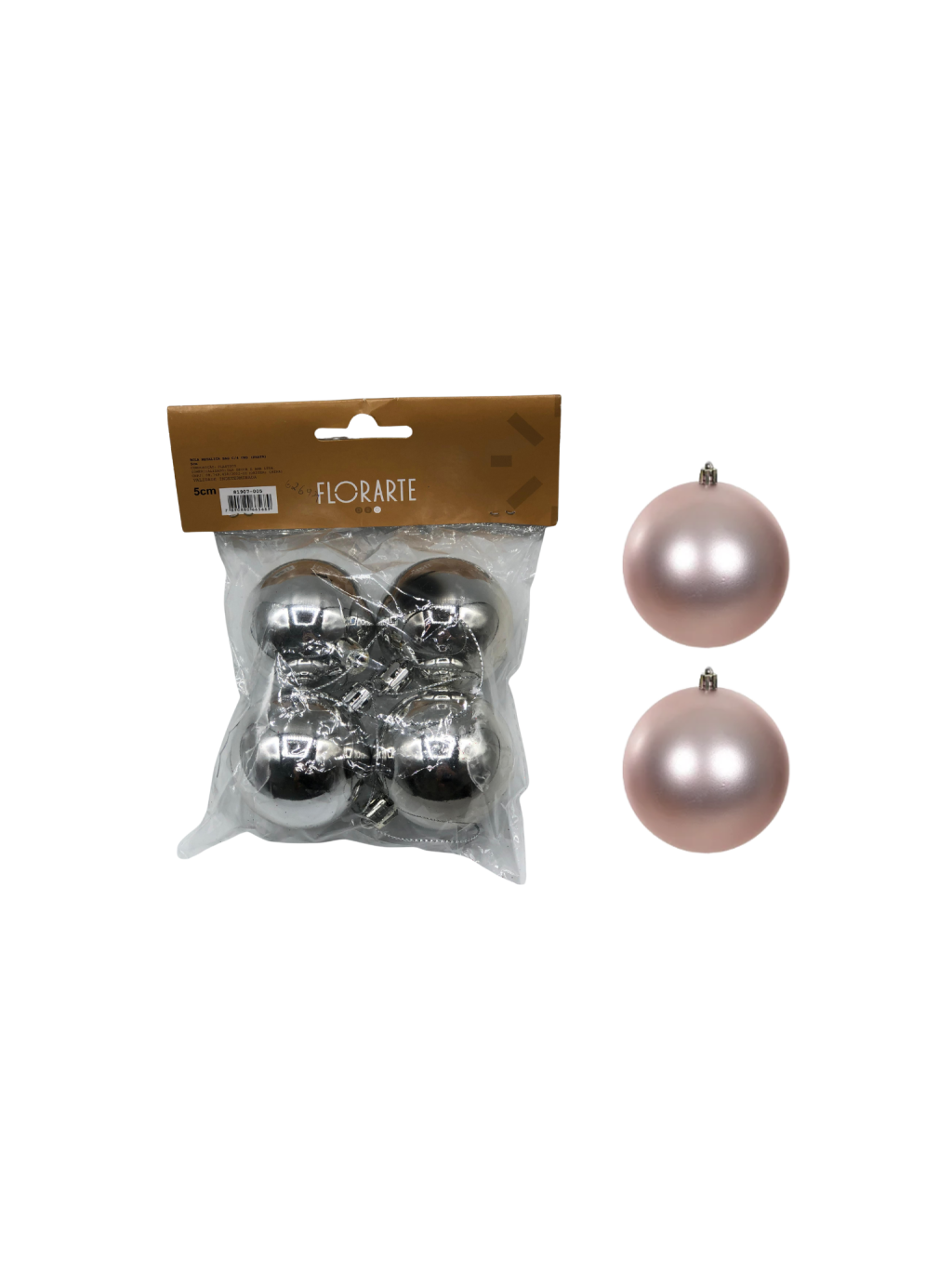 BOLA METALICA BAG C/4 UND 5CM PRATA