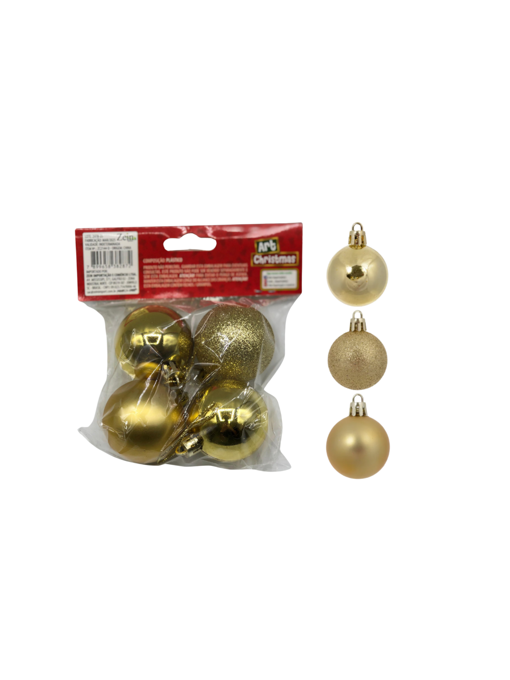 BOLA SAQ LISA 5CM C/4 UND DOURADO