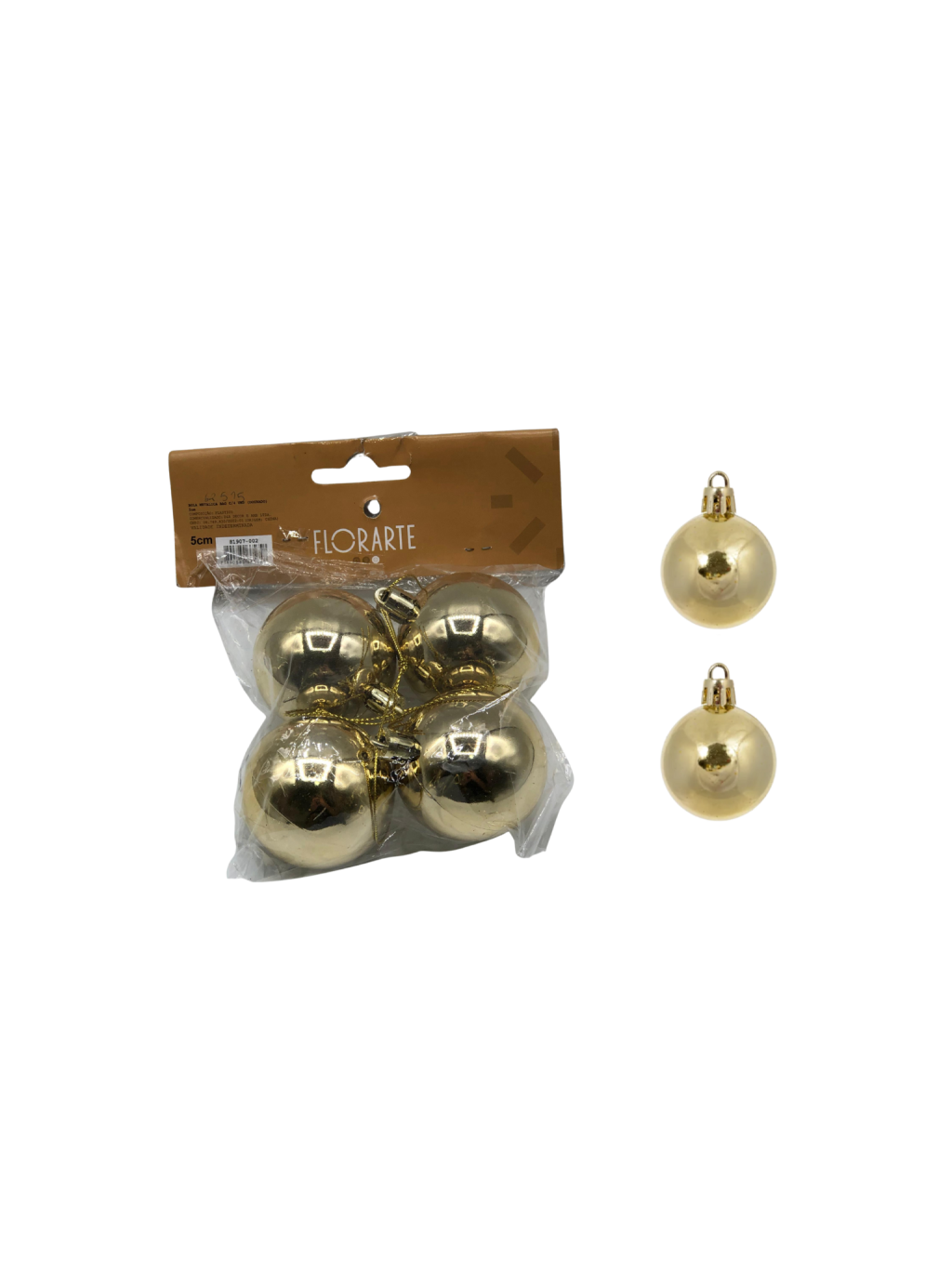 BOLA METALICA BAG C/4 UND 5CM DOURADO