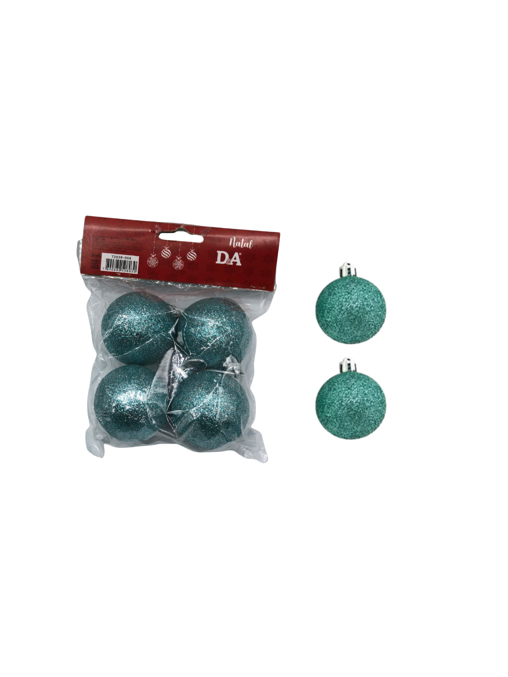 BOLA NATAL C/GLITTER C/4 UND 5CM AZUL CLARO