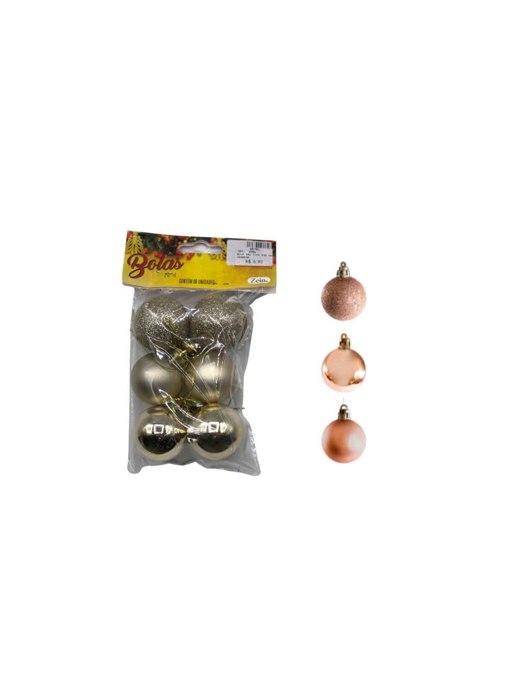BOLA SAQ LISA C/6 UND 4CM CHAMPANHE