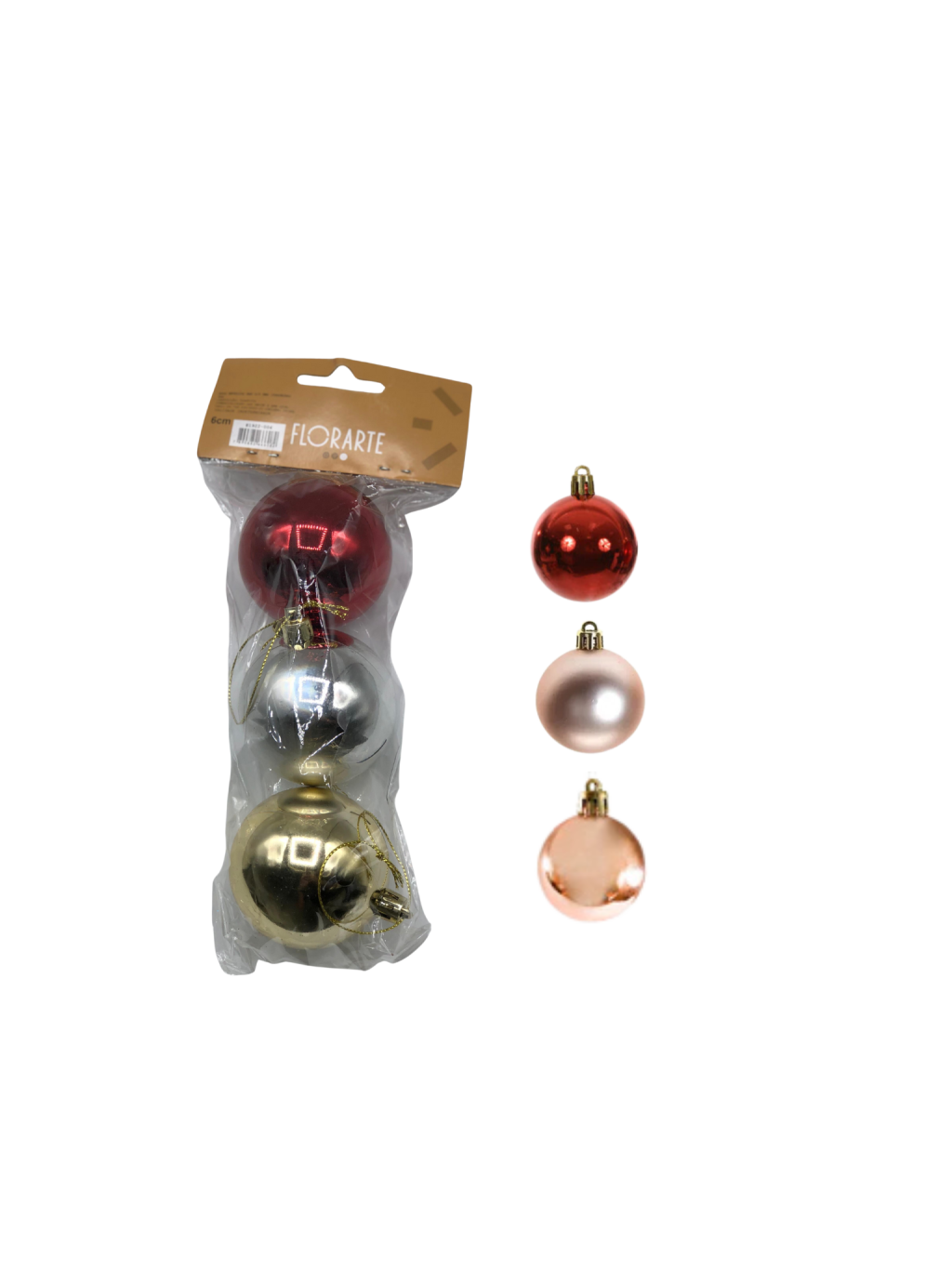 BOLA METALICA BAG C/3 UND 6CM COLORIDO