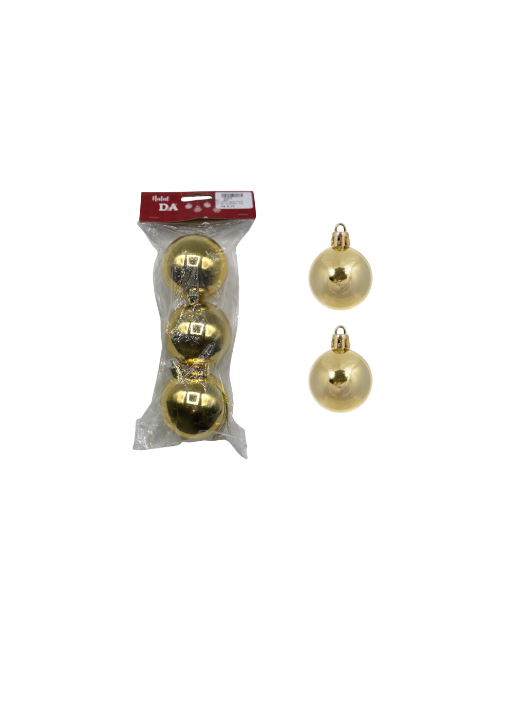 BOLA NATAL METALIZADA C/3 UND 6CM DOURADO
