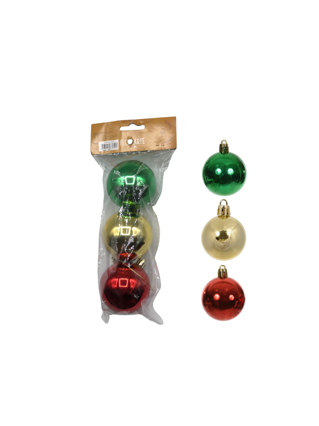 BOLA NATAL METALIZADA C/3 UND 6CM COLORIDO