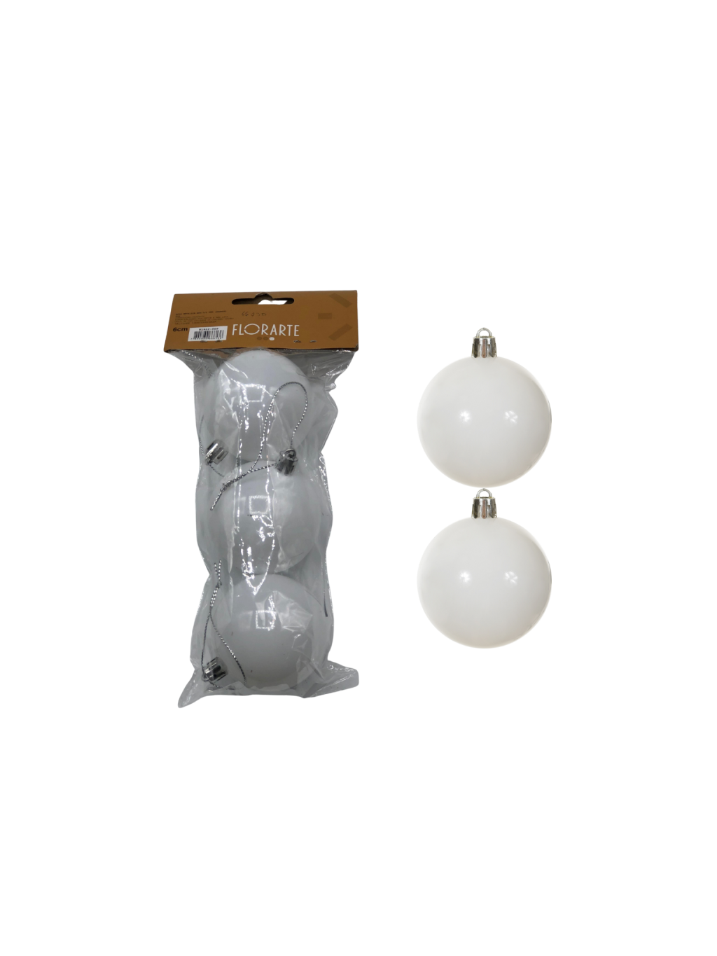 BOLA METALICA BAG C/3 UND 6CM BRANCO