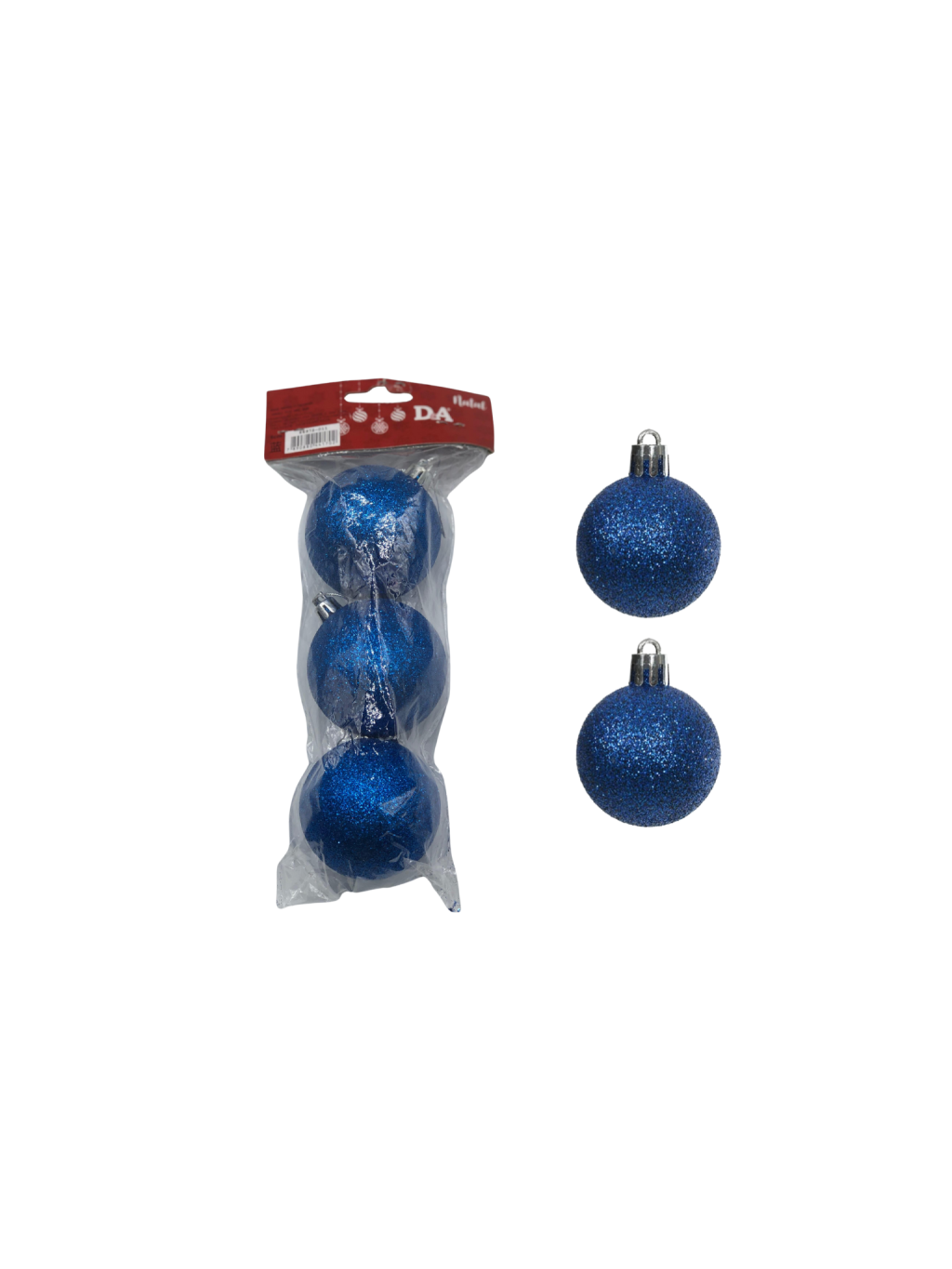 BOLA NATAL C/GLITTER C/3 UND 6CM AZUL