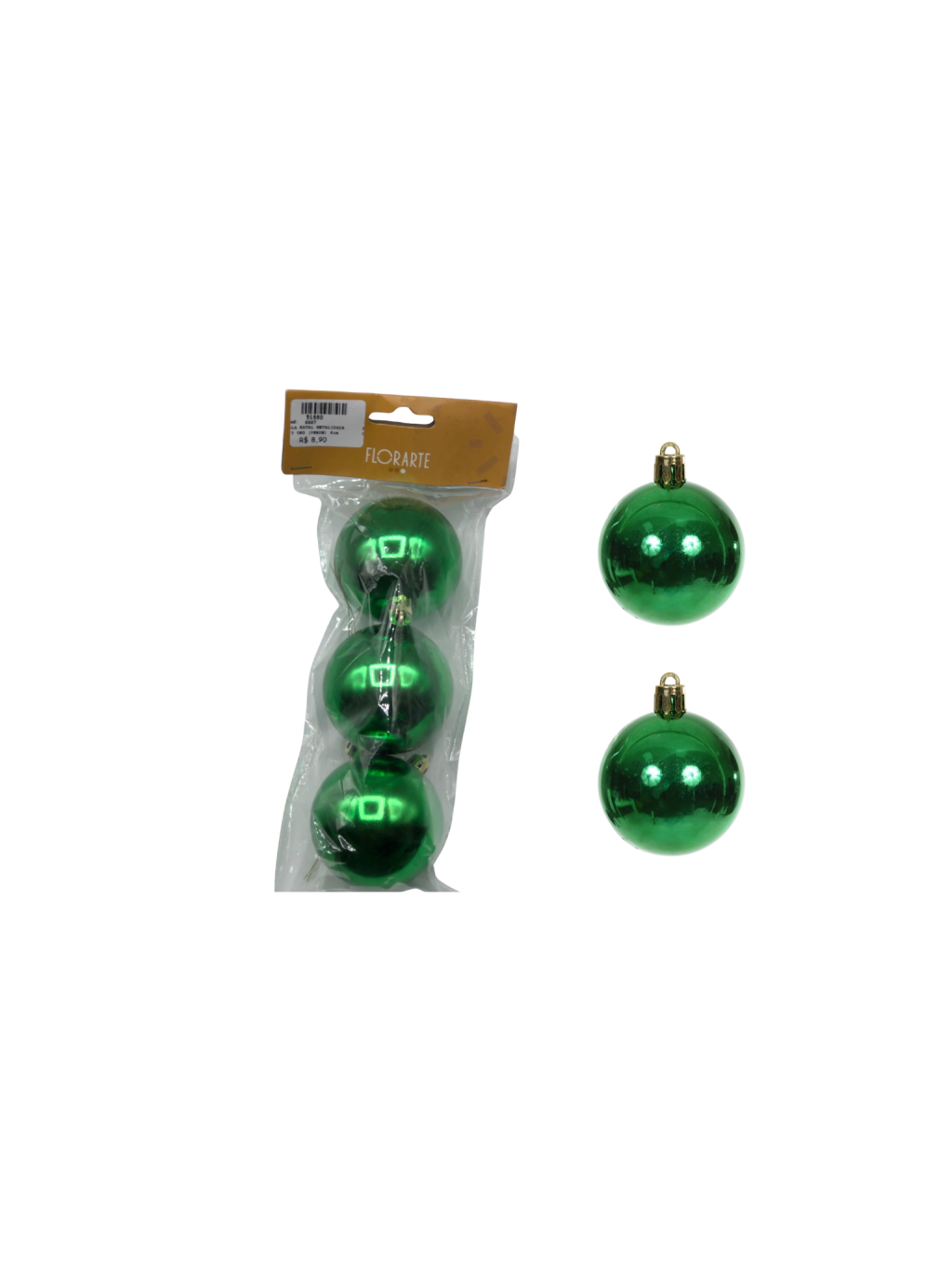 BOLA NATAL METALIZADA C/3 UND 6CM VERDE