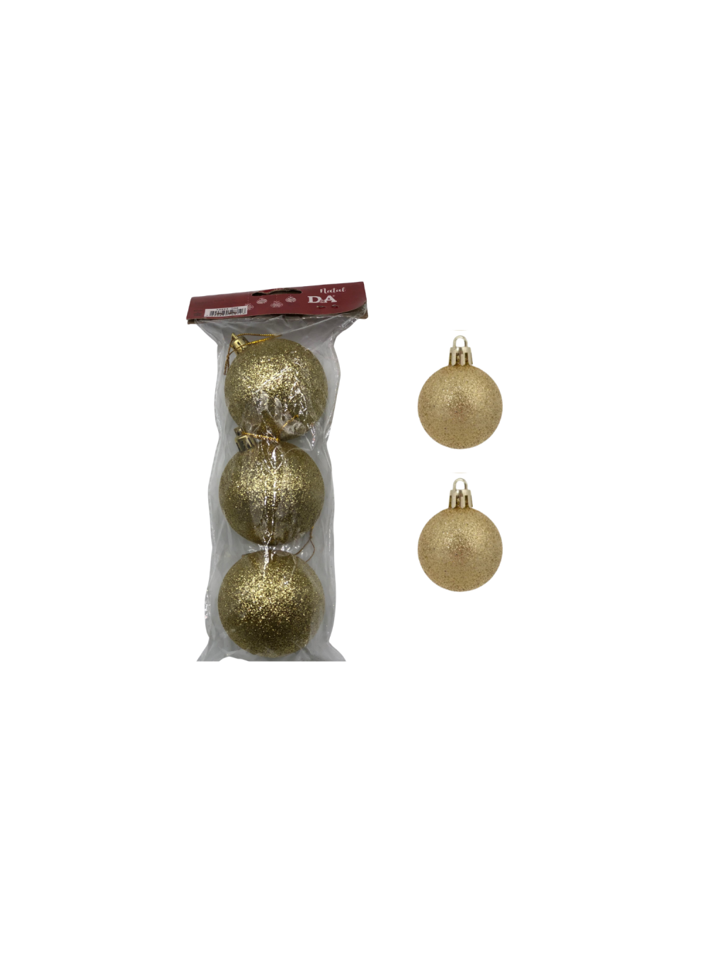 BOLA NATAL C/GLITTER C/3 UND 6CM DOURADO