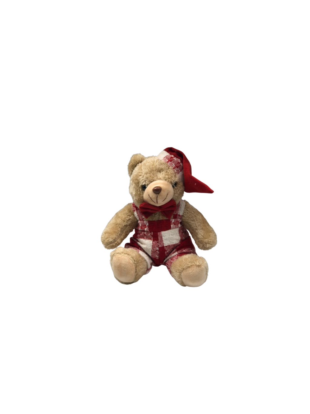 ENFEITE NATAL URSO XADREZ COM GORRO 20CM