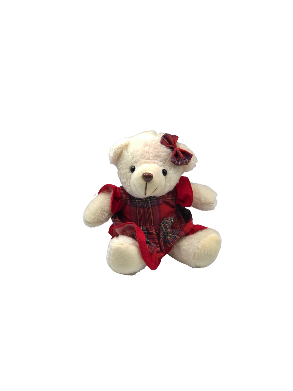 ENFEITE NATAL URSO ROUPA XADREZ VM COM GORRO 20CM