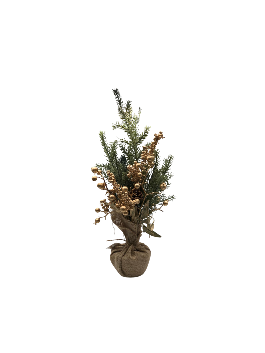 ARVORE NATAL BERRY C/JUTA 50CM VERDE-DOURADO