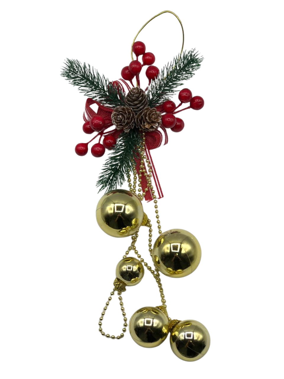 ENFEITE DE PENDURAR LAÇO/BOLAS/PINHAS & CEREJEIRAS 20X5X32CM - 7898494689480 