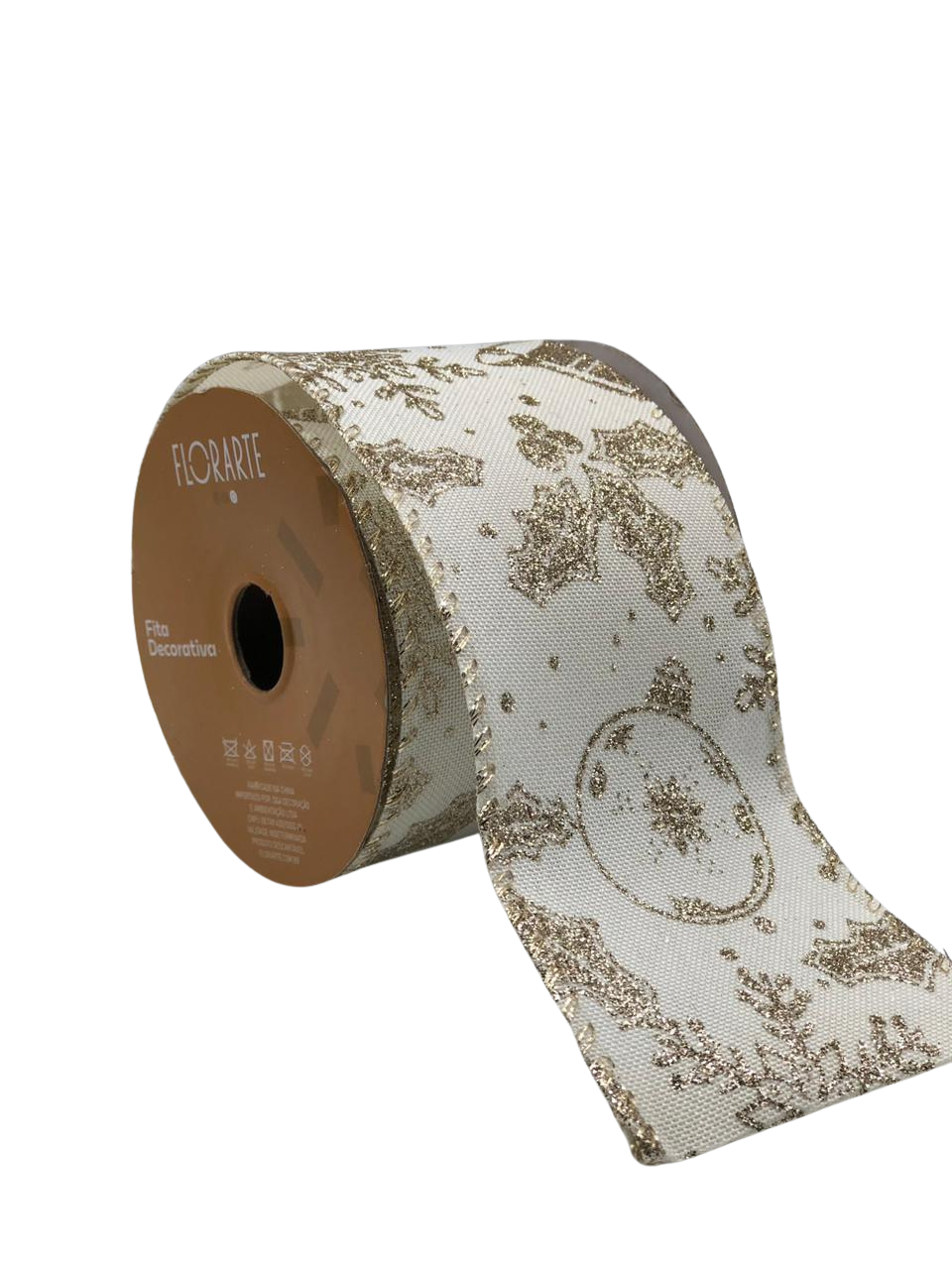 FITA C/GLITTER /COSTURA 6,3X4,5M OFF WHITE CHAMPANHE