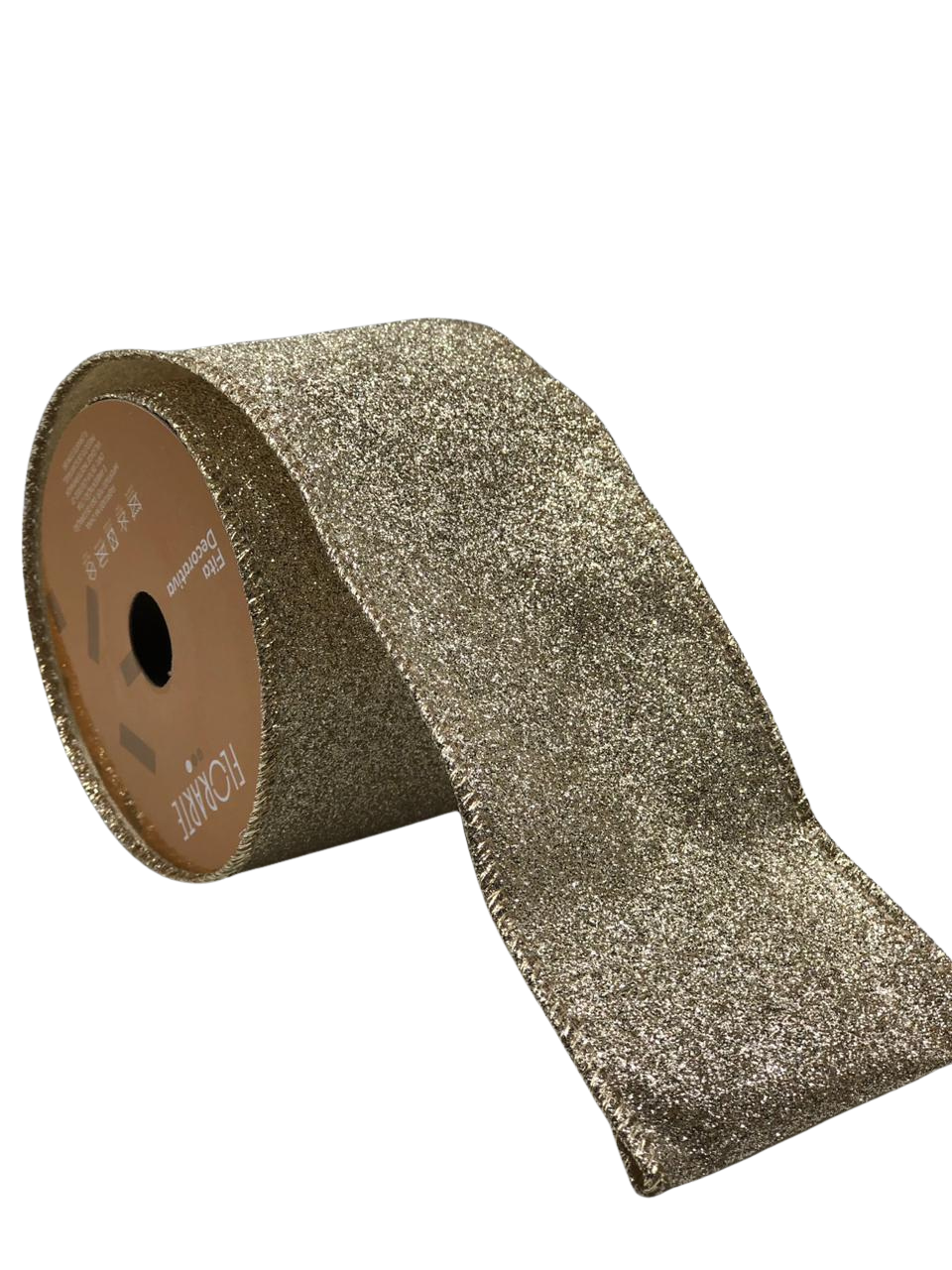 FITA C/GLITTER C/COSTURA 6,3CMX4,5M OFF WHITE CHAMPANHE
