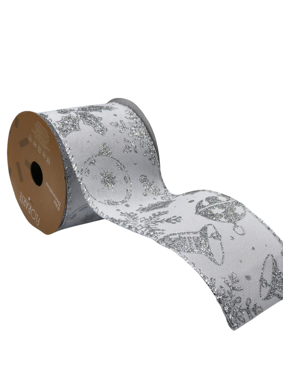FITA C/GLITTER C/COSTURA 6,3CMX4,5M BRANCO PRATA 