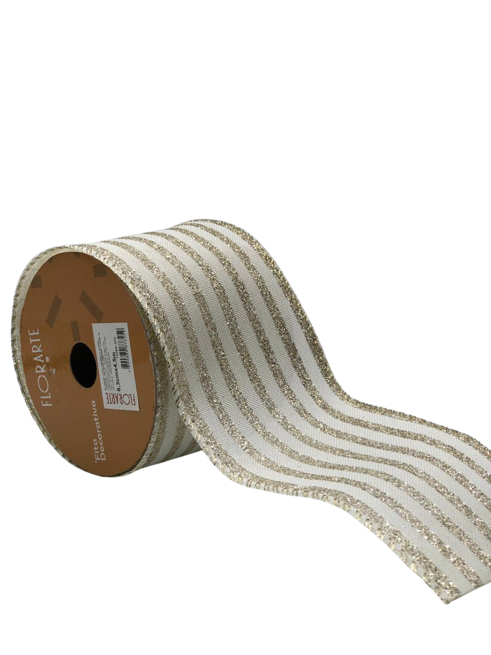 FITA C/GLITTER C/COSTURA 6,3CMX4,5M OFF WHITE CHAMPANHE