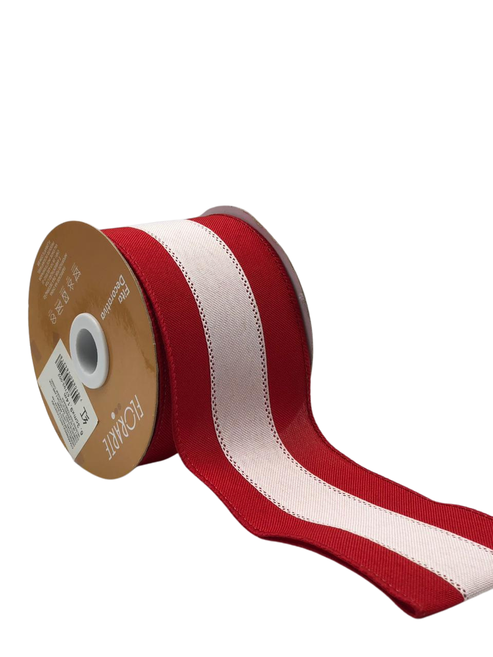FITA ARAMADA LINHO C/COSTURA 6,3CMX9,14M VERMELHO BRANCO
