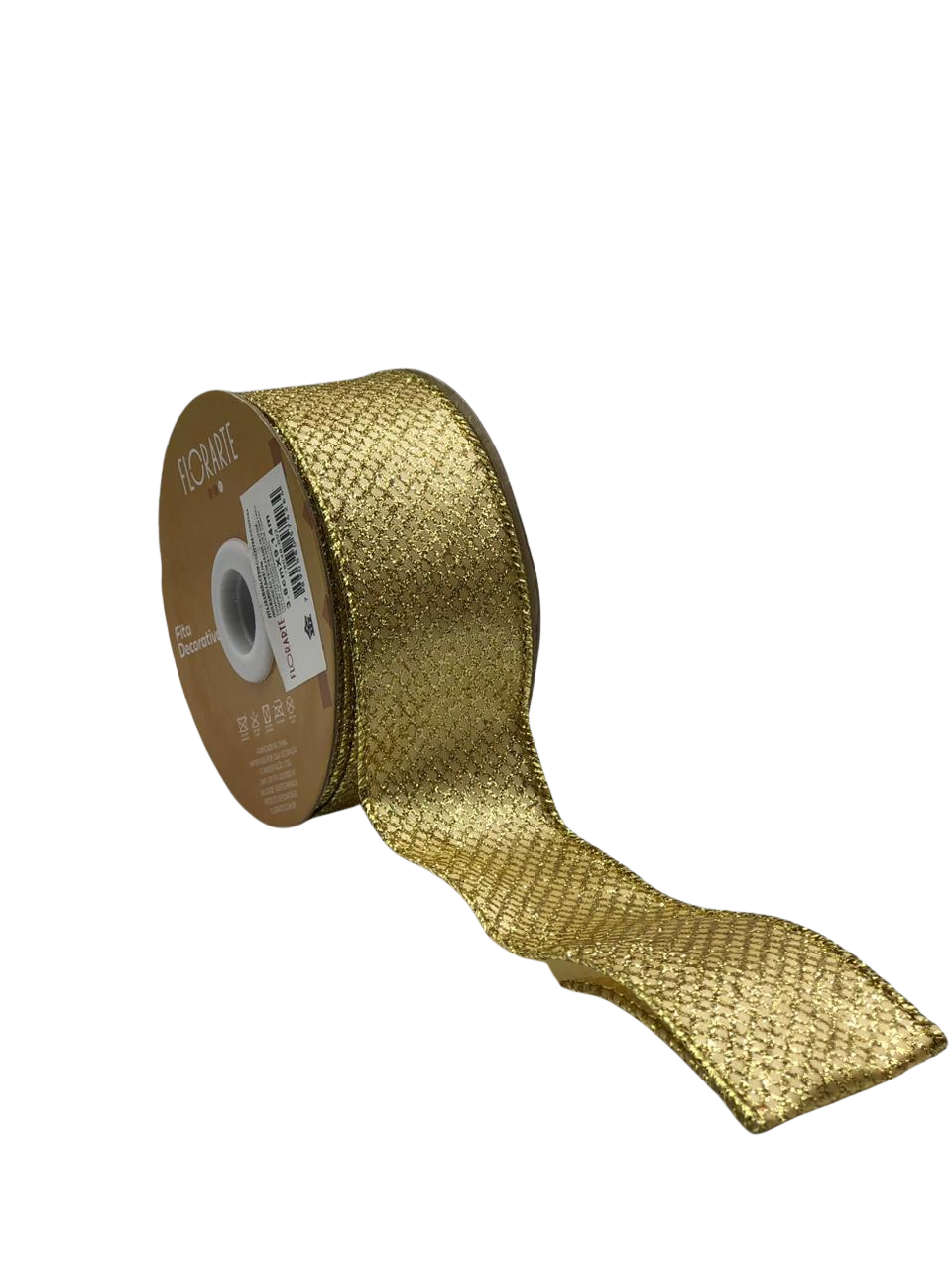 FITA ARAMADA CETIM C/GLITTER C/COSTURA 3,8CMX9,14M DOURADO