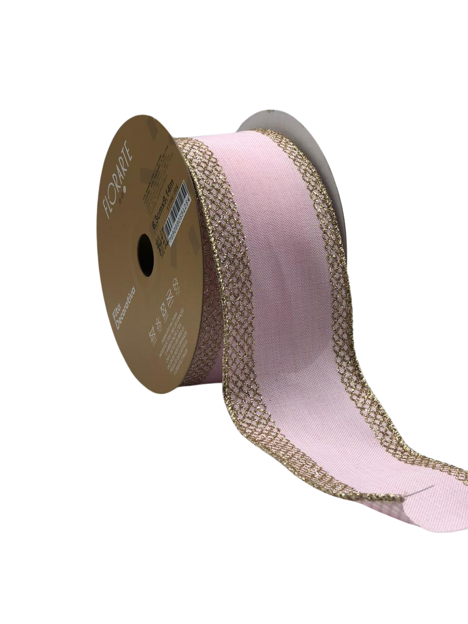 FITA ARAMADA LINHO C/GLITTER C/COSTURA 6,3CMX9,14M ROSA CHAMPANHE