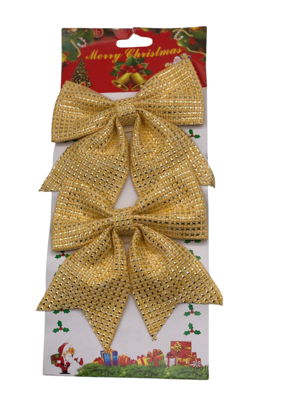 ENFEITE NATAL LAÇO C/2 UND 15X13CM DOURADO 7893979725271