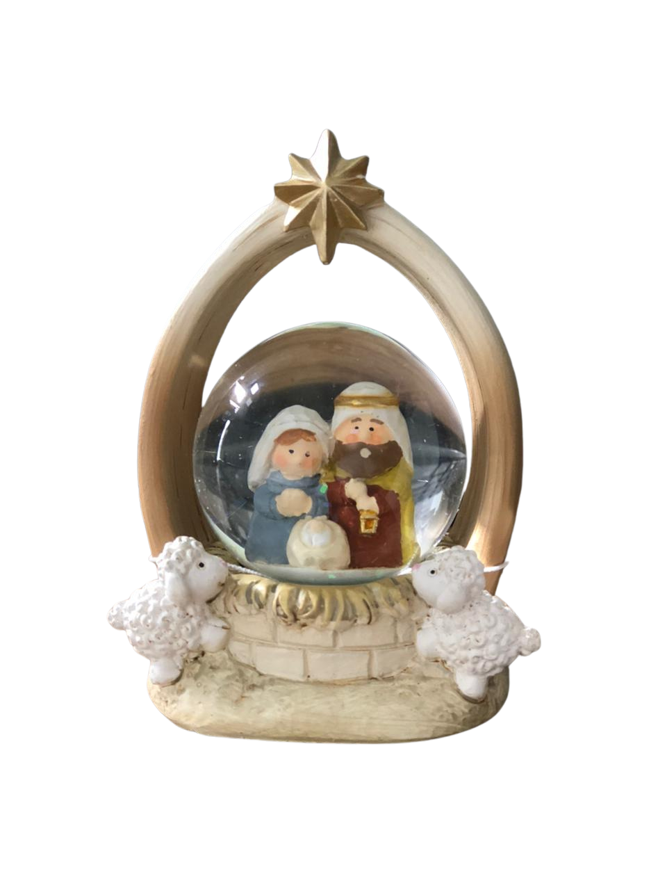 RESINA NATAL SAGRADA FAMILIA INFANTIL BEGE AZUL 9,5X7,5X5CM 