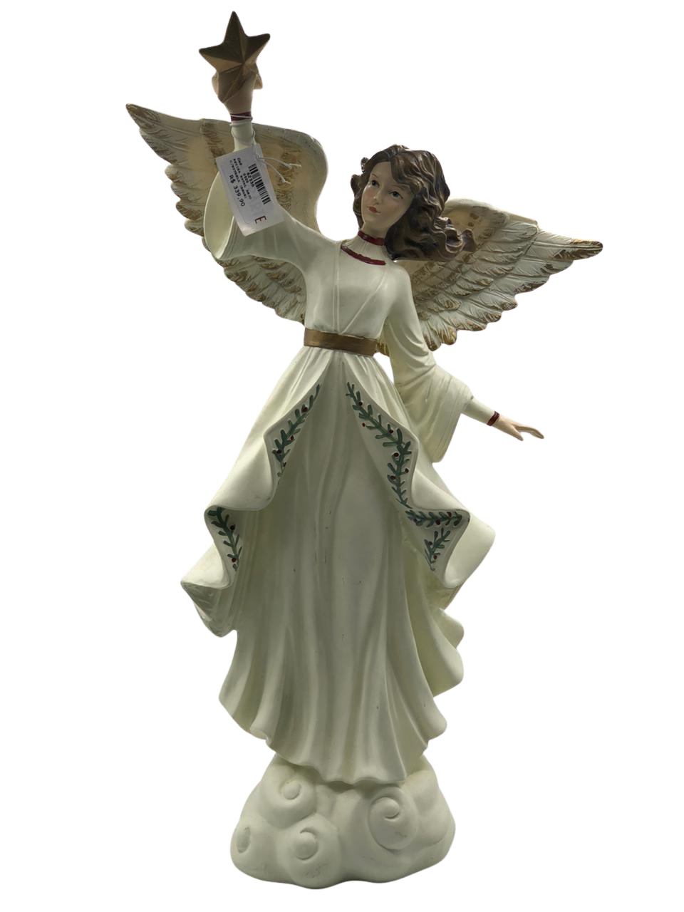 RESINA NATAL ANJO C/ESTRELA 45,4X14,3X25,7CM BEGE