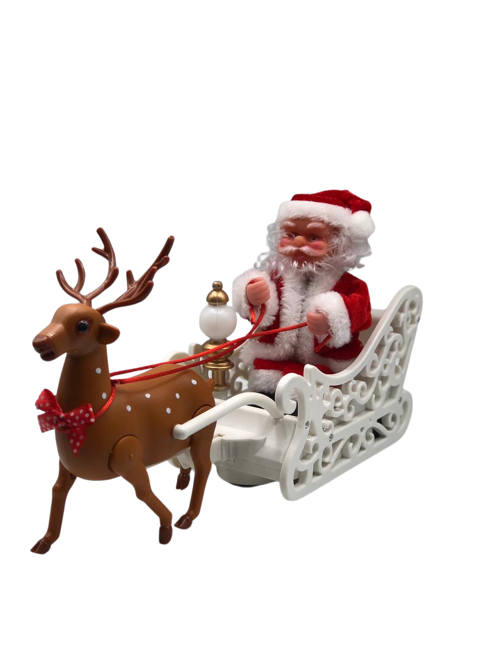 PAPAI NOEL COM TRENÓ E RENA 30X17CM