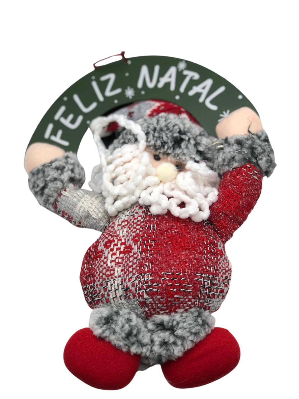 GUIRLANDA NATALINA COM BONECO DE PELUCIA 35CM