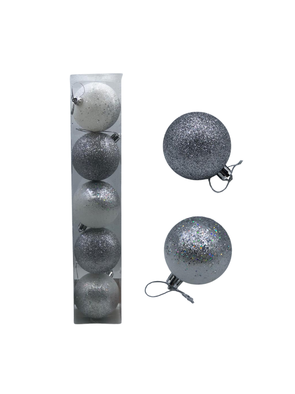 BOLA TUBO BLINBLIN 7CM C/5 UND PRATA
