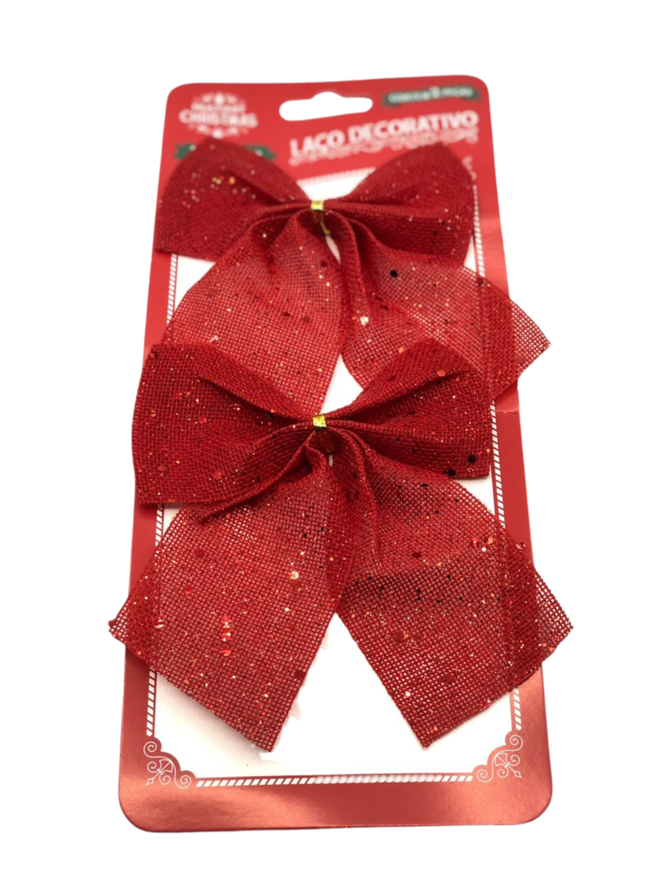 ENFEITE LAÇO DECORATIVO DE NATAL 14X11CM C/3 UND 7899183980093