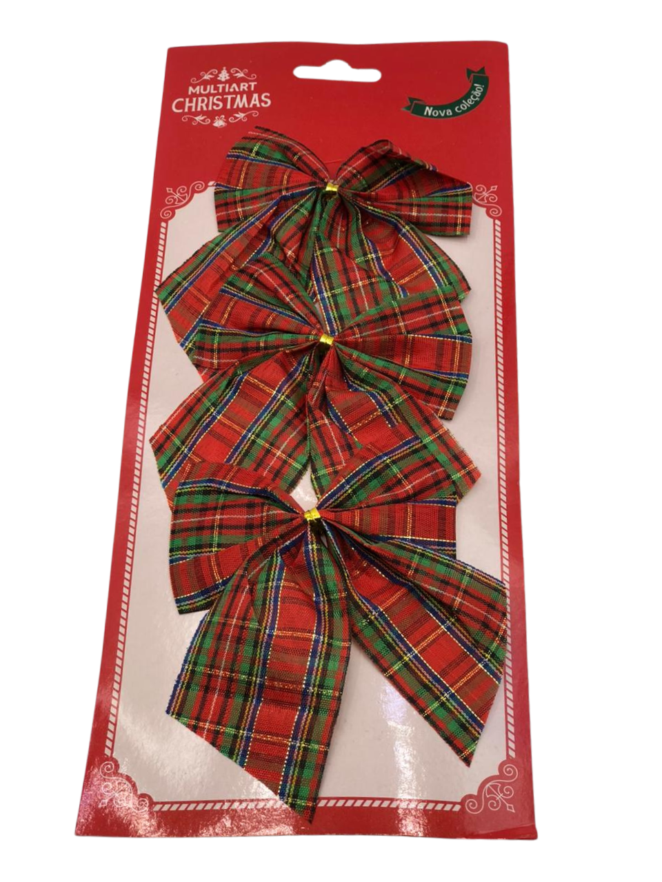 ENFEITE LAÇO DECORATIVO DE NATAL C/3 UND 