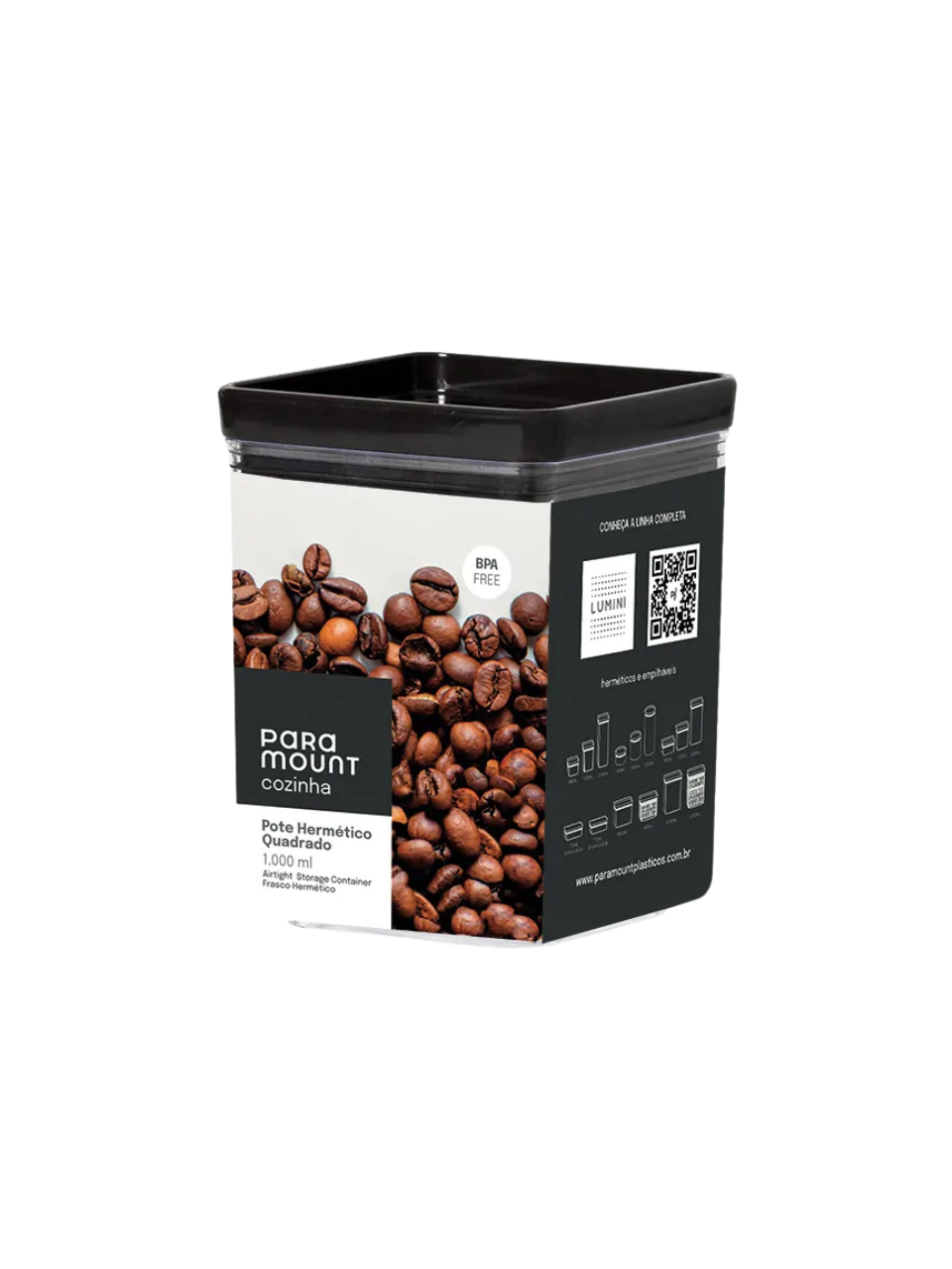 POTE HERMETICO LUMINI QUADRADO BLECK 1.000ML 7908692500590 / REF 2118
