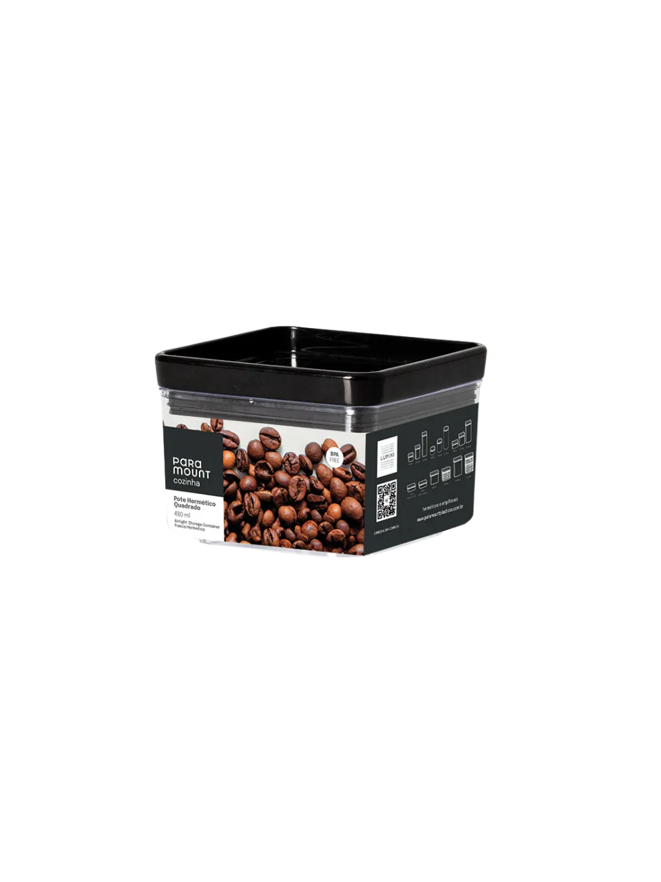 POTE HERMETIC LUMINI QUADRADO BLACK 480ML 7908692500583 / REF 2117