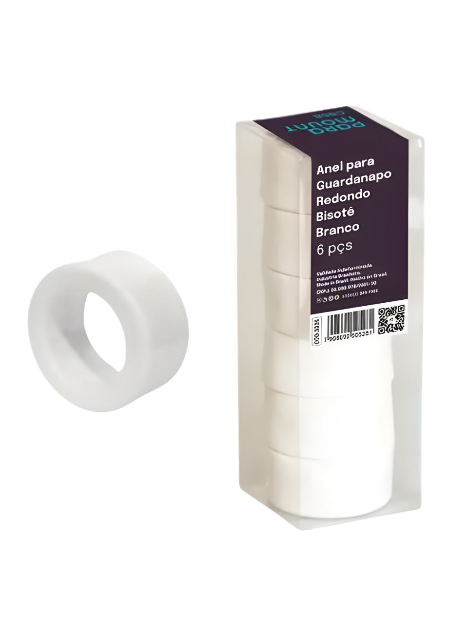 ANEL P/ GUARDANAPO REDONDO BISOTE 5CM X 5CM BRANCO/PRETO 7908692505281 / REF 3336