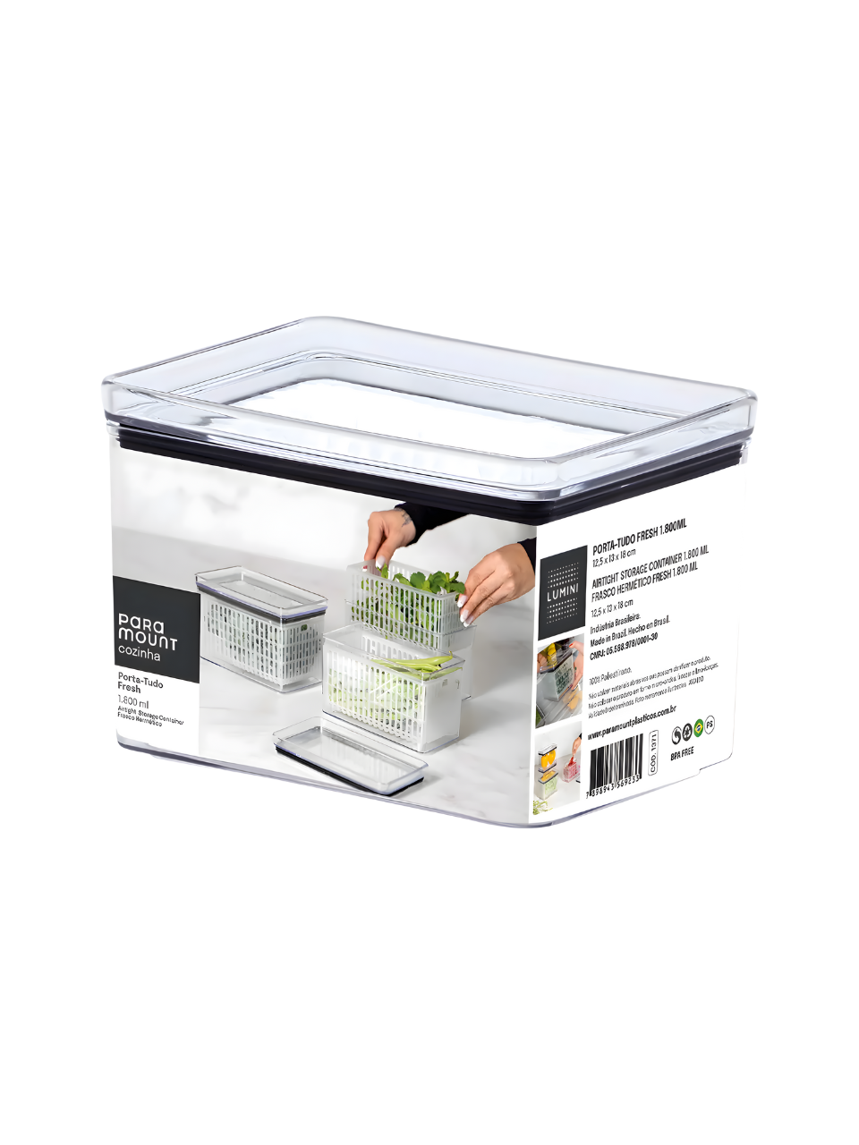POTE HERMETICO LUMINI RETANGULAR FRESH 1.800ML 7898943569233 / REF 1371