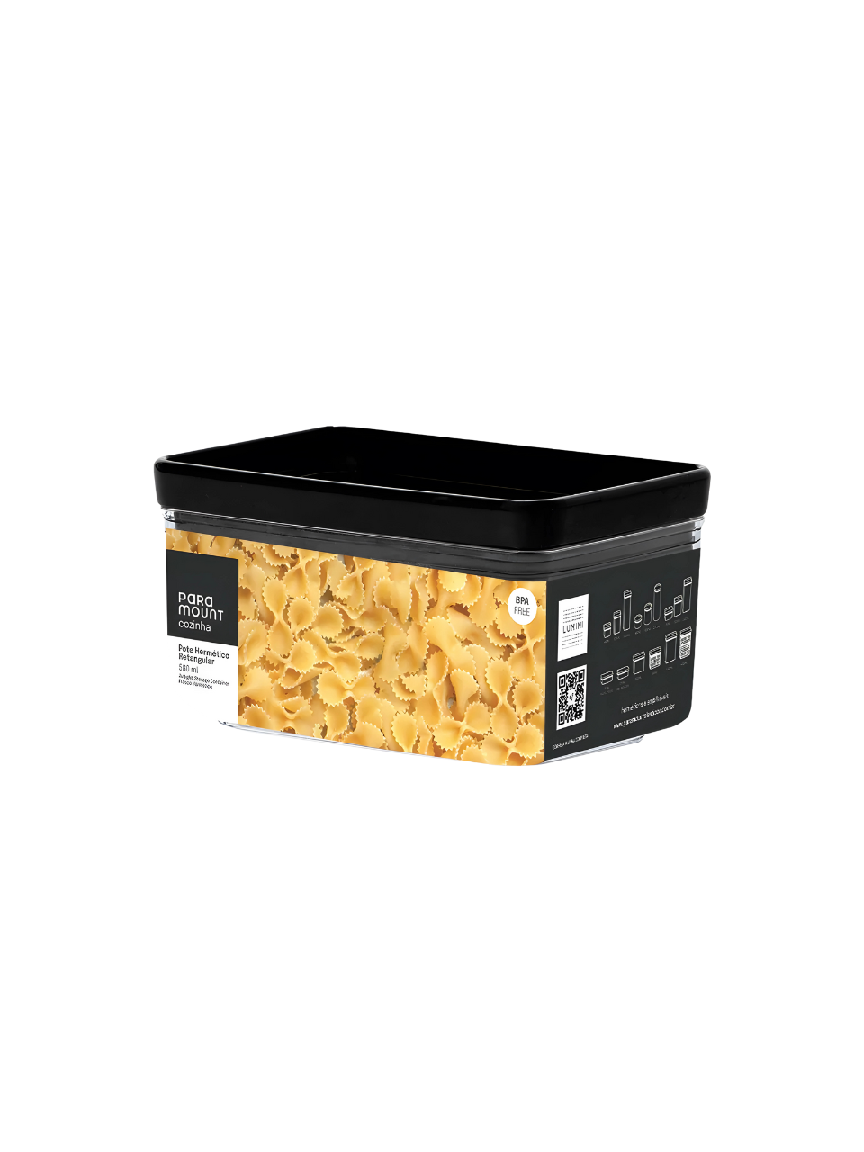POTE HERMETIC LUMINI RETANGULAR BLACK 580ML  7908692500644 / 2123