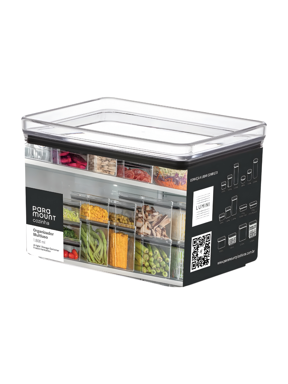 POTE HERMETICO LUMINI RETANGULAR 1.800ML TRANSPARENTE 7898955004357 / REF 1374