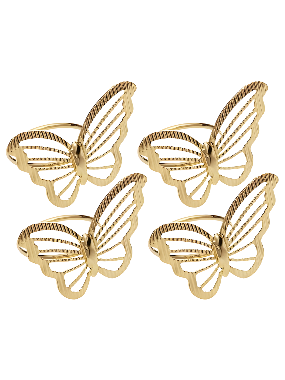 CONJUNTO C/4 ANEIS PARA GUARDANAPOS BUTTERFLY DOURADO METAL 7895730618365 / REF 61836